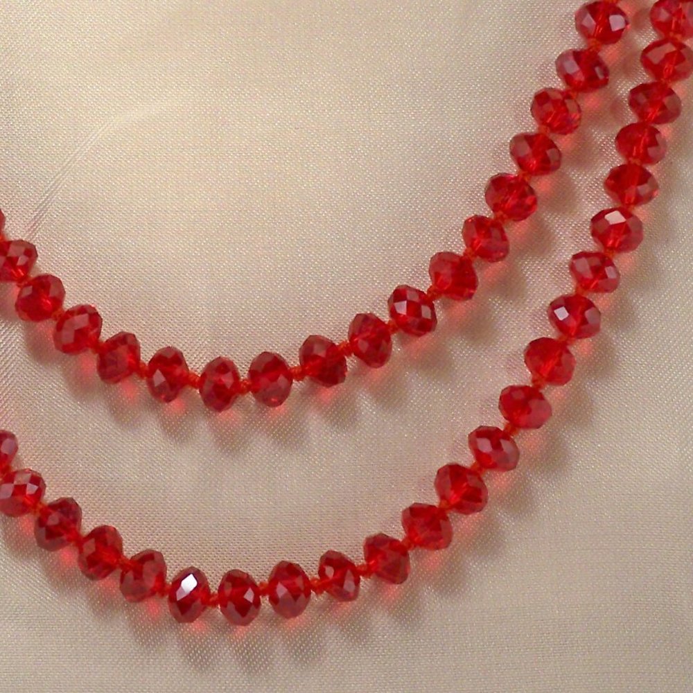 NEW Ruby Red Sparkle Crystal Beads Necklace